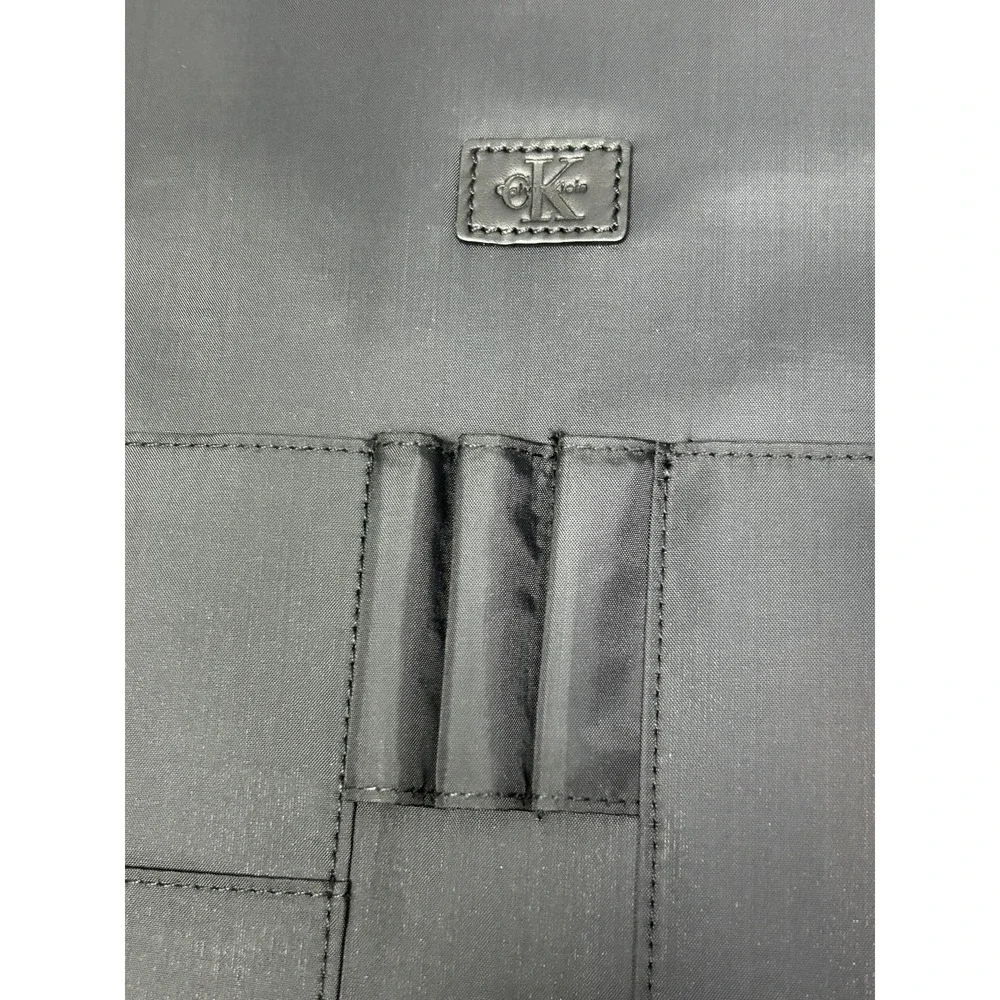 Calvin Klein CK Black Faux Leather Zip Portfolio Padfolio Organizer Case Office